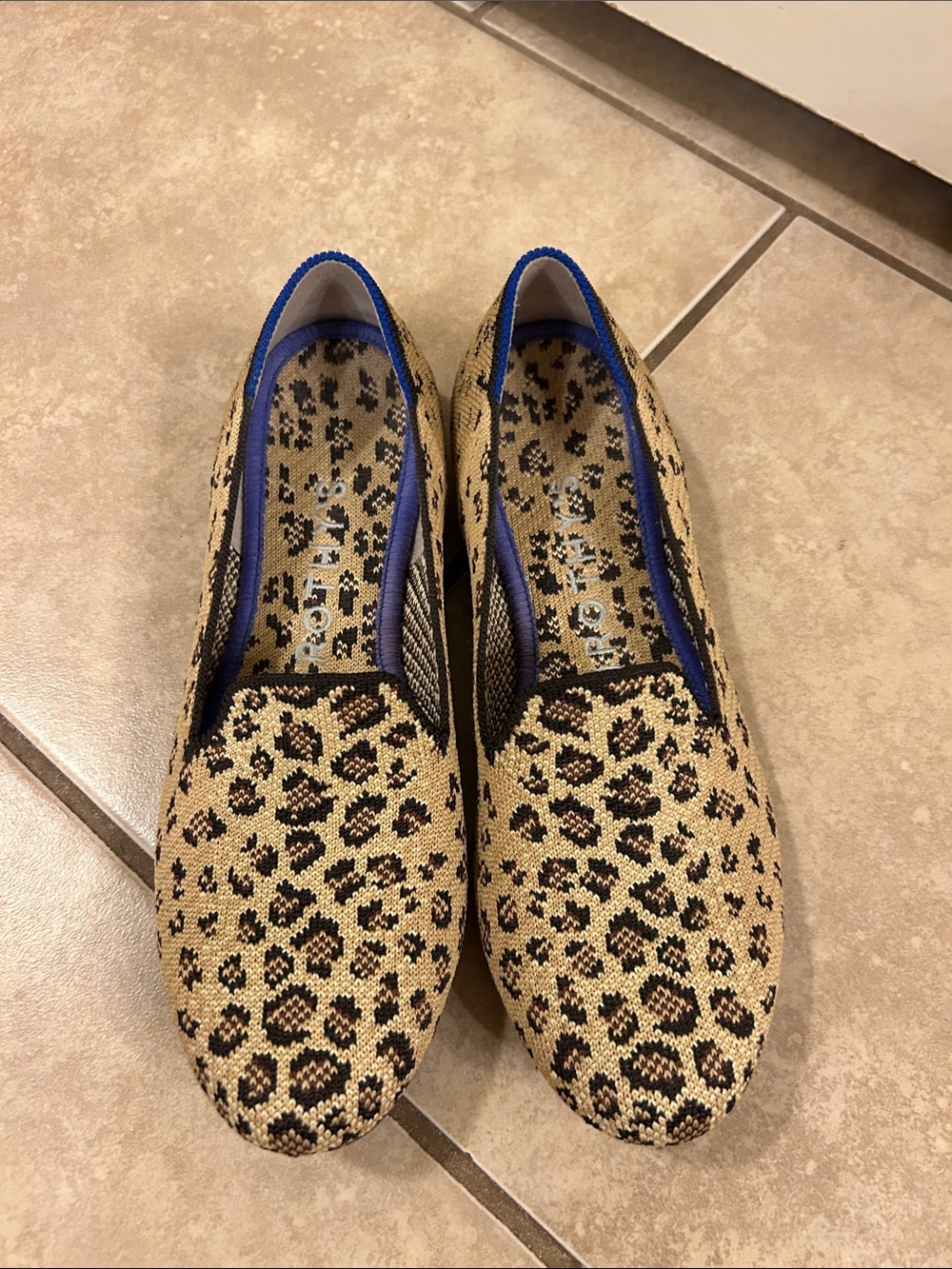 Rothy’s 7 Leopard Print Slip-On Women's Flats - Tan/Black